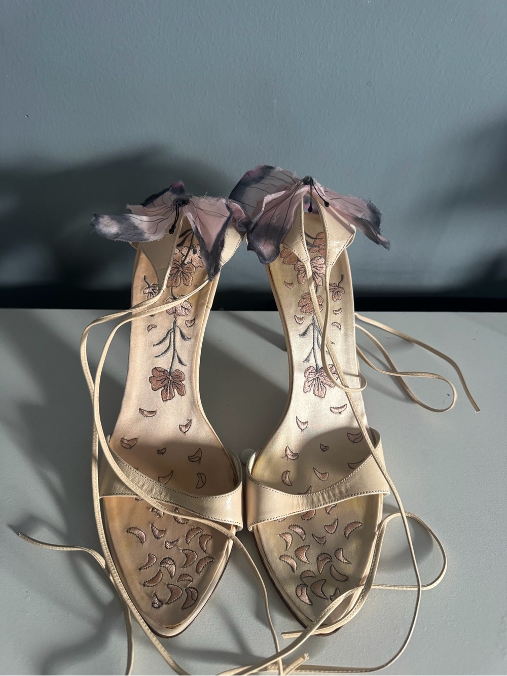 Giuseppe Zanotti Vicini Rare Y2K Lace Up Butterfly Heels - Picture 2 of 5